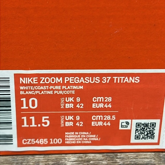 Nike Zoom Pegasus 37 Titans Running Shoes CZ5465-100 Men’s Size 10 Women’s 11.5 - Picture 16 of 16